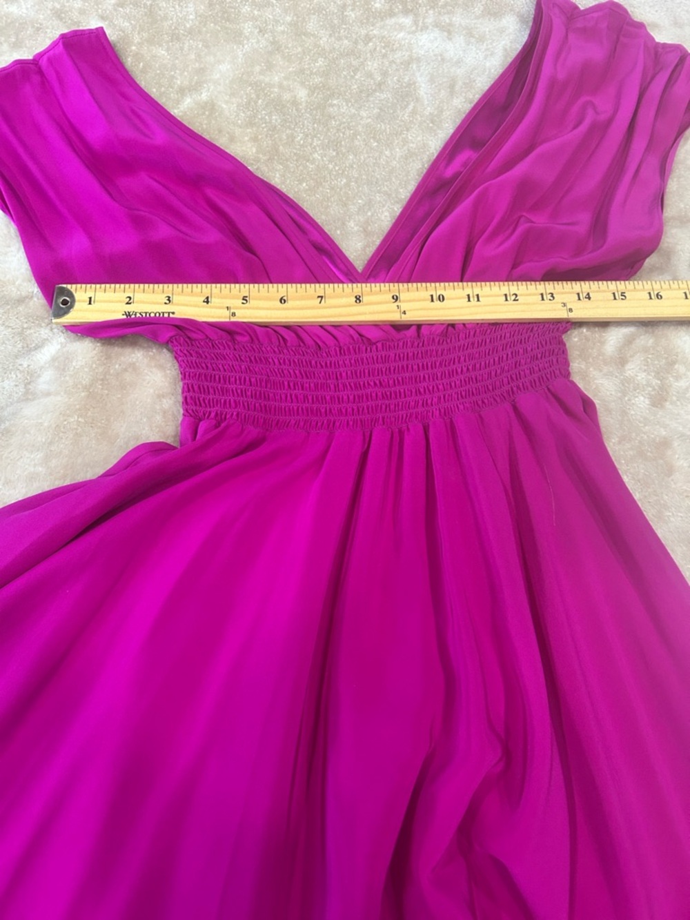 Raquelle 100% Silk Magenta Double V Party Dress USA women’s Size Medium new sexy - Picture 7 of 11